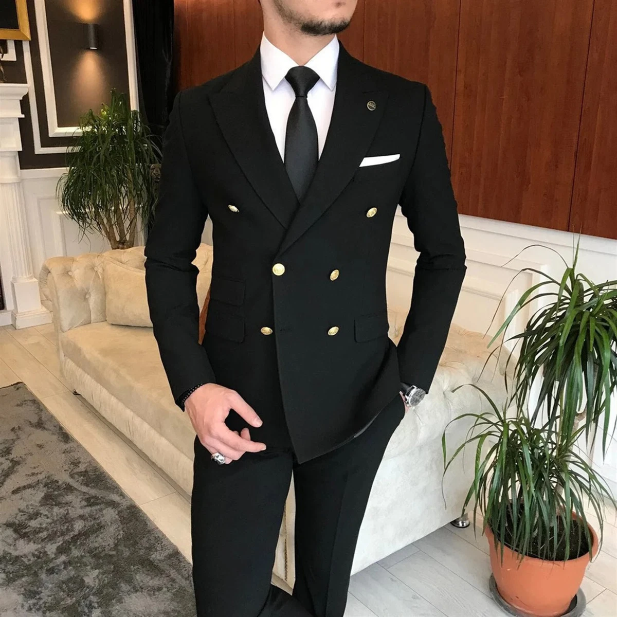 Slim fit wool suit in black | GUCCI® US