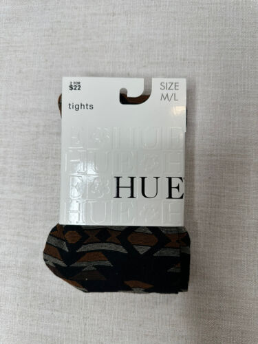 Hue Womens Tribal Pattern Tights With Control Top Black Size M/L - Picture 1 of 3
