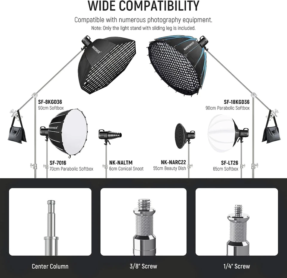 NEEWER C Soporte con Brazo de Pluma Pro 100% Acero Inoxidable, Cojín de Aire Resistente Foto 3 de 4