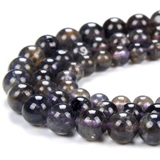 Natural Deep Blue Iolite Gemstone Round 4MM 5MM 6MM Loose Beads D447 