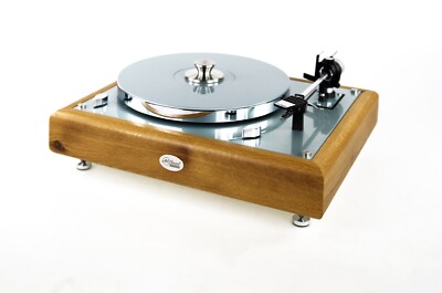 Restored Thorens TD166 Turntable 100 Year Old Oak Wood Ice Blue
