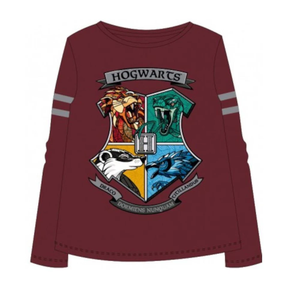 E PLUS M SP. Z O.O. Harry Potter Langarm-Shirt - Hogwarts Wappen farbig, Burgunderrot