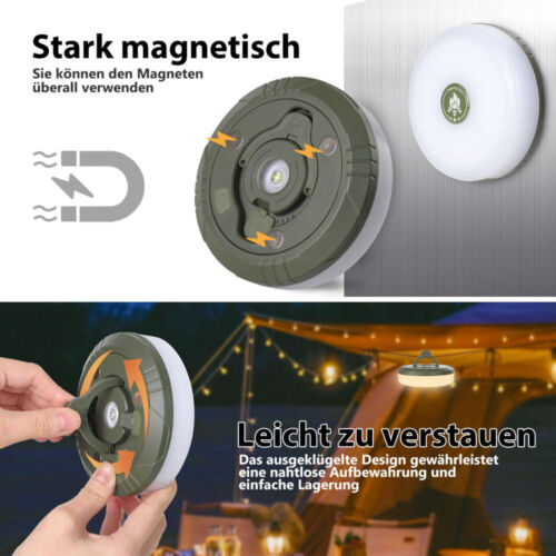 LED Camping Lichterkette Aufrollbar Magnet Wasserdichte Tragbare FairyLights 10m - Bild 12 von 16