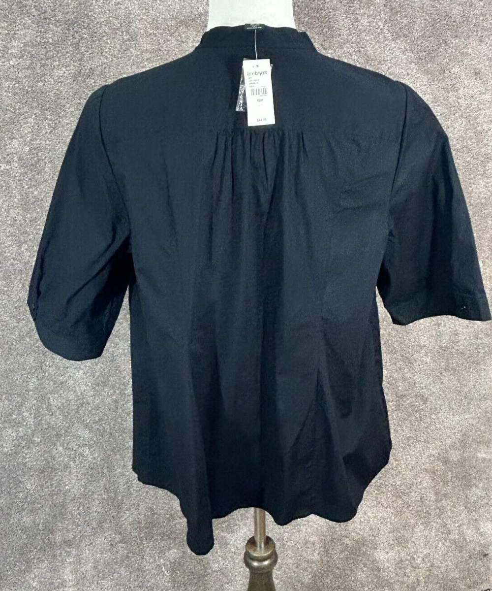 Lane Bryant Shirt Womens 18/20 Black Pintuck Button Up Short