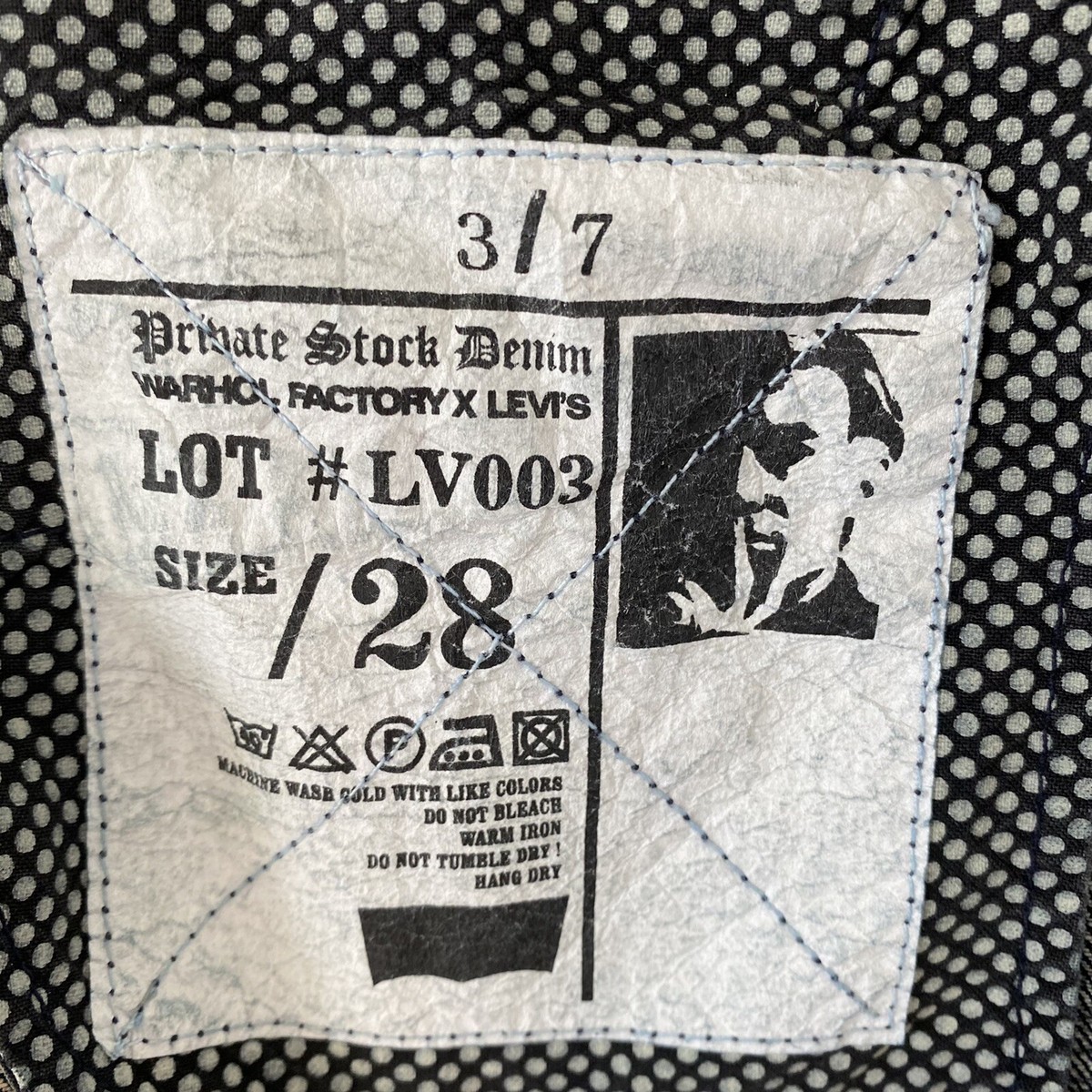Jeans Levi's Andy Warhol Factory - Taille 34x34 - Noir, Bouton (fly) - Neuf Rare Sans étiquette