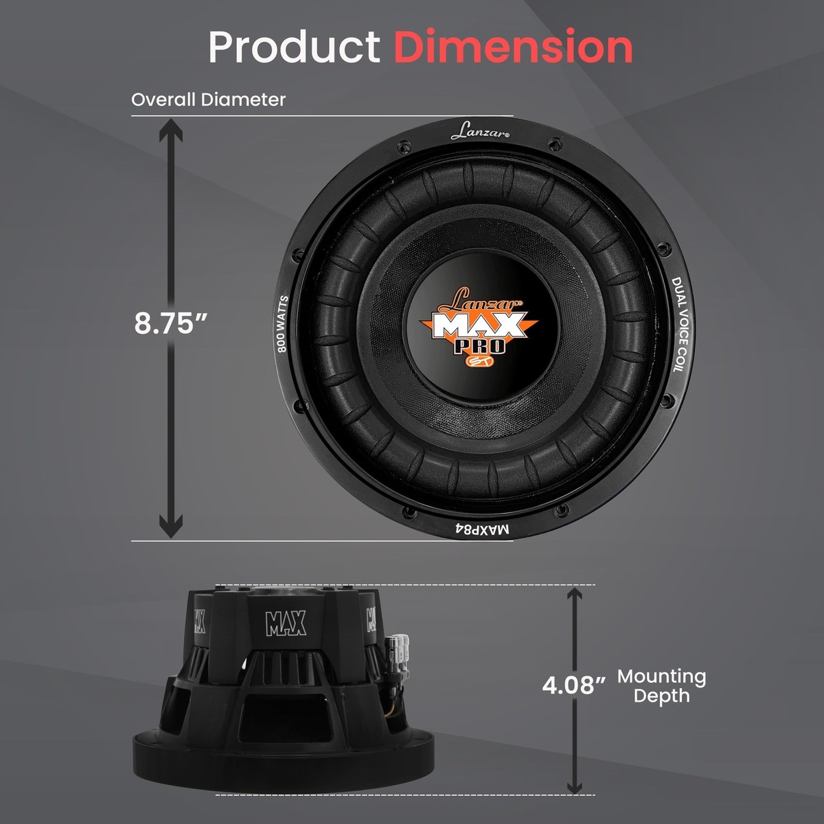 Lanzar 8 inch Car Subwoofer Speaker | Black | 8inn-Pressed