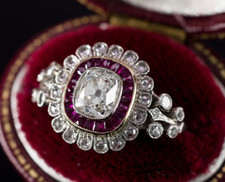 Vintage Art Deco 1.0Ct Cushion Cut CZ-Stone Halo Engagement Ring In 925 Silver