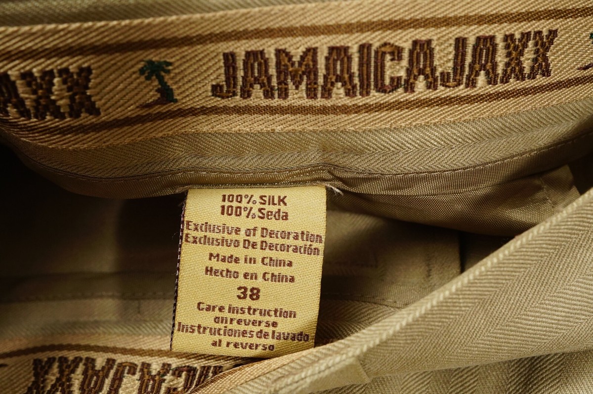 Jamaica Jaxx Silk Shorts Mens 38 Beige Pleated Quick Dry Beach