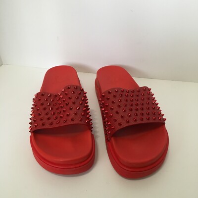 Christian Louboutin Men's Pool Fun Flat Slides Spike Sandals
