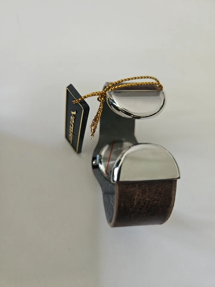 Vernier Reloj Mujer Cuero Marrón Brazalete Pulsera Plata Nuevo Western  Foto 3 de 4