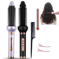 Electric Automatic Rotating Hair Straightener Curler Brush Heat Styling Comb LCD
