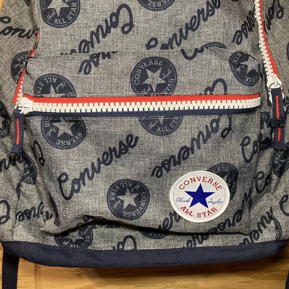 Mochila Converse All Star Chuck Taylor All Over Logo Gris y Azul Marino Unisex Foto 3 de 4