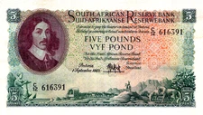 South Africa 5 Pounds 1950 Pick # 97a AU/UNC