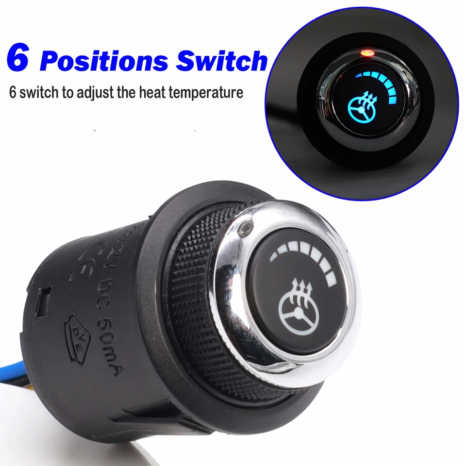 6-Speed Car Winter Universal Heated Steering Wheel Cover Warmer DIY Kit Heater - Image 4 of 4