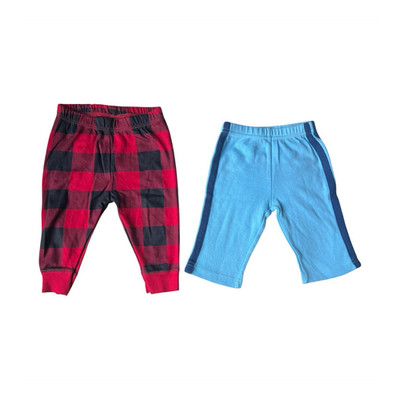 The Childrens Place Baby Gear Pants 2pc Buffalo Plaid Blue Lot 0-3M 3-6M EUC Boy