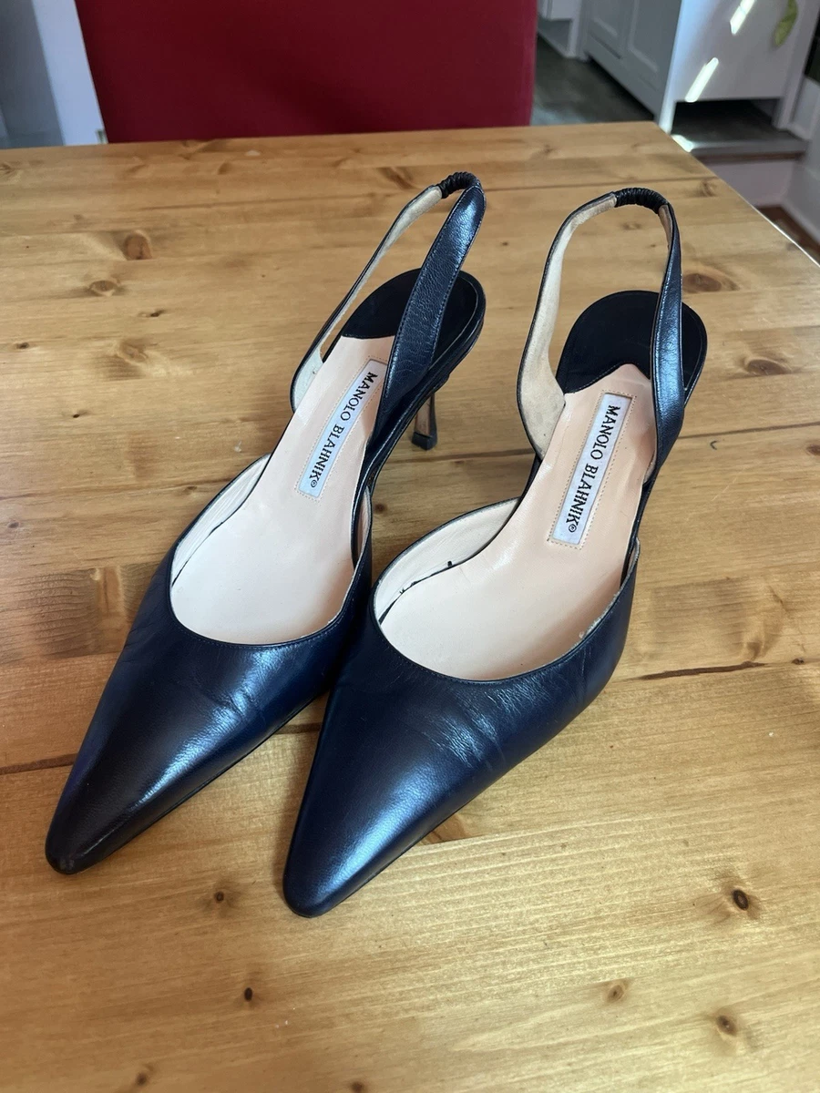Manolo Blahnik Carolyne Slingback Leather Upper Heels for Women