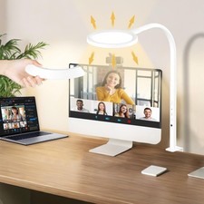 30" LED Desk Lamp with clamp,8.4" Ring Lights Natural Light Protects Eyes Dim...
