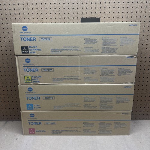 Konica Minolta TN711 CMYK Toner Cartridges Set Bizhub C654 Factory Sealed Boxes