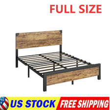 Bed Frame Full Size With Wooden Headboard Heavy Duty Metal Platform 75.4''x53.9"