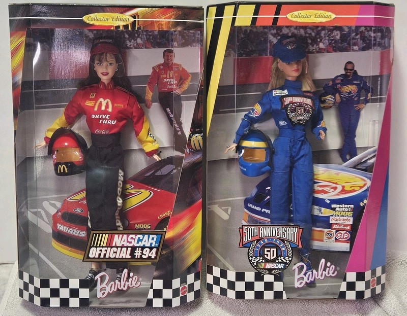 Nascar Official #94 Mcdonald' Barbie  & 50th Anniversary Mattel  #22954 Lot Of 2