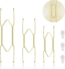3 Pieces Plate Hangers for Wall, 6/8/10 Inch Hangers, Inch, Gold 