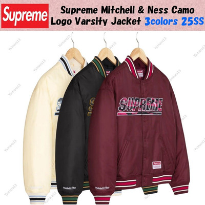 Supreme Mitchell & Ness Camo Logo Varsity Jacket 3colors 25SS