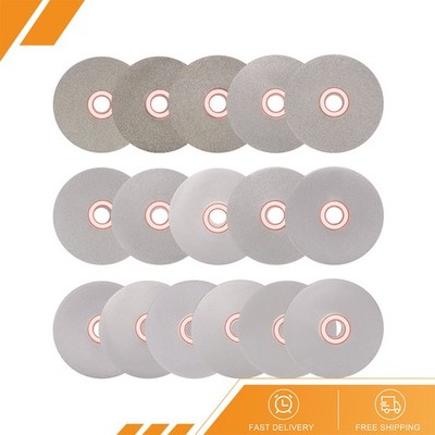 Diamond Flat Lap Disc Set - 4'' x 5/8'' Arbor 50-3000 Grit Grinding Wheel