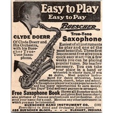 Buescher Band Instrument Co. True-Tone Saxophone Elkhart IN 1923 Ad SAH7-M3