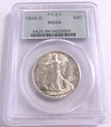 1945 D Walking Liberty Silver Half Dollar PCGS MS 64