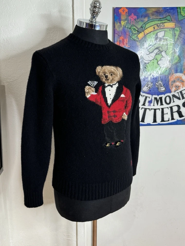 Polo Ralph Lauren Suéter Tejido Lana Martini Polo Oso Negro Para Hombre Talla M.!! Foto 3 de 4