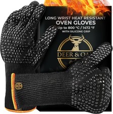 Deer & Oak Oven Gloves Heat Resistant Long Wrist Oven Mitts, up to 800°C / 1472°