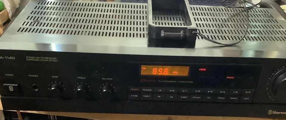 Sherwood Receiver Stereo AM/FM Surround Sound Effect #RA1140) Stereo With Manual - Image 2 of 4