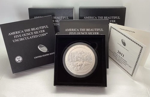 Lot Of 4 - 5 oz Silver ATB America The Beautiful 25c Burnished Box/COA - Random