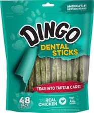 Dingo Dental Sticks 48 Ct Dog Treats Clean Teeth Fresh Breath Chews for Dogs New