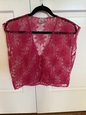 Vintage Alana Gale Flower Lingerie Robe Cover Hot Pink