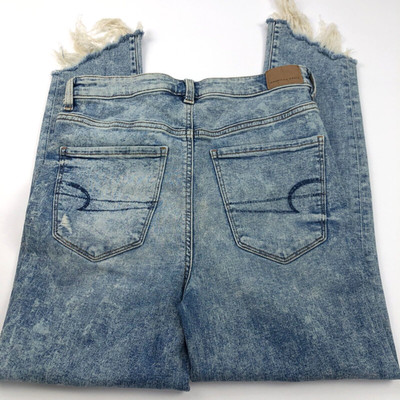 American Eagle Highest Rise Jegging Crop 10 (Fits 28W 26L) Distressed Jeans MINT