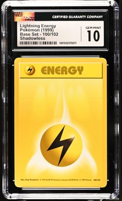 1999 Base Set Pokemon Lightning Energy CGC 10 100/102