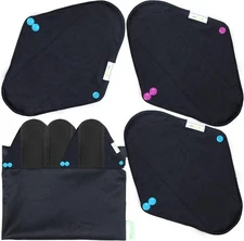 wegreeco Charcoal Reusable Menstrual Pads - Medium (Pack of 6), Black 