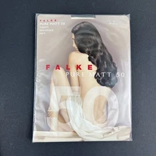 New Women's FALKE Off-White Pure Matt 50 Tights Size XL