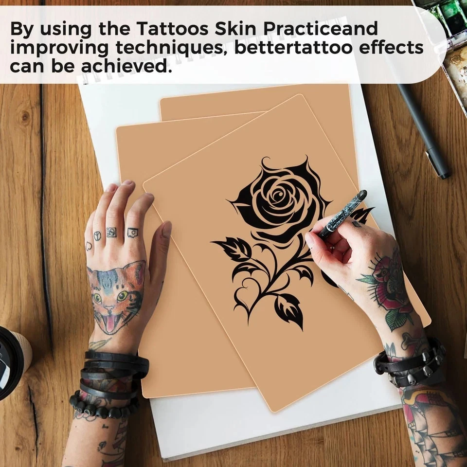 30 Pack Fake Skin for Tattoo Practice, 8"x6" ReelSkin Sheets, Realistic Reusable image 3