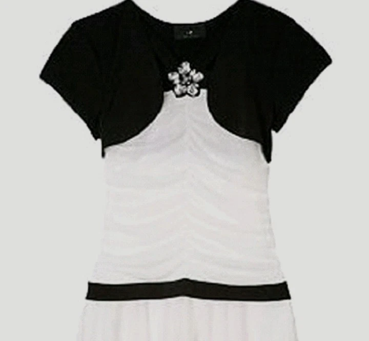 VESTIDO DE FÉRIAS IZ AMY BYER meninas preto e branco enfeitado de natal tamanho 8 NOVO!! - Imagem 3 de 4