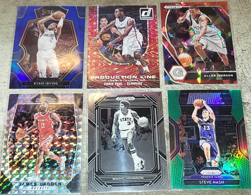 NBA HoF Point Gaurd Legend Card Lot (6) Irving Paul Iverson Harden Johnson Nash
