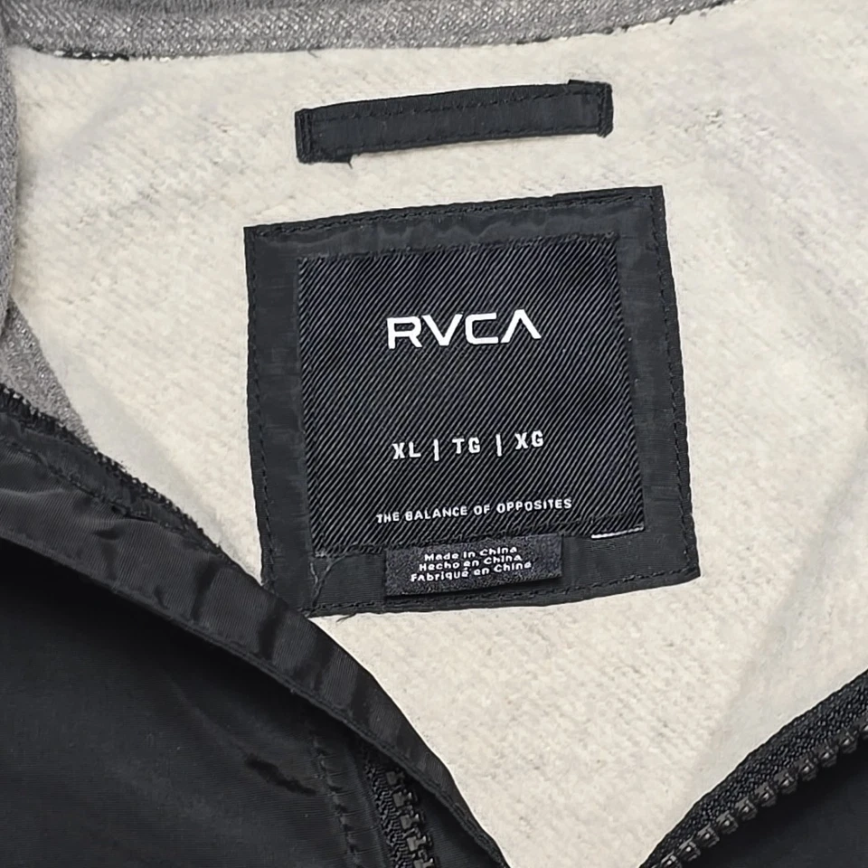 RVCA Jacket Mens XL Black/Gray Half Zip Fleece Lined Zip Pocket Sweatshirt - Image 2 of 4