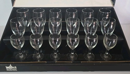 KOENIG BY CROWN BOX SET OF 18 QUALITY WINE GLASSES LIMITED POST - Picture 1 of 14