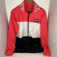 Retro 2016 Victoria's Secret Pink Color block Neon Windbreaker Jacket Full Zip