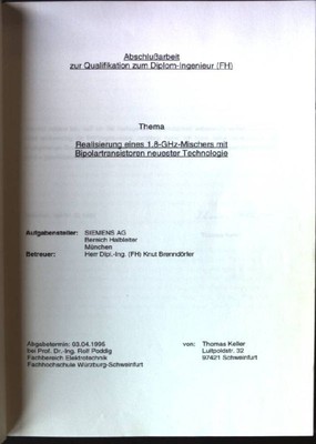 Realisierung eines 1.8-GHz-Mischers mit Bipolartransistoren neuester Technologie