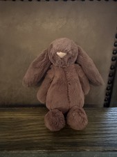 Jellycat Small BASHFUL FUDGE BUNNY Brown Soft Plush Toy 8” RETIRED Rabbit