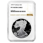 1999-P $1 1-oz Proof American Silver Eagle NGC PF70UC Brown Label