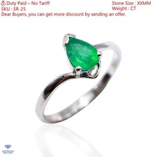 Emerald Gemstone 925 Silver Solitaire Art Deco Ring Jewelry Size All Us Sizes