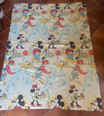 VINTAGE DISNEY BLANKET MICKEY MINNIE MOUSE GOOFY PLUTO 82''x62'' ACRYLIC
